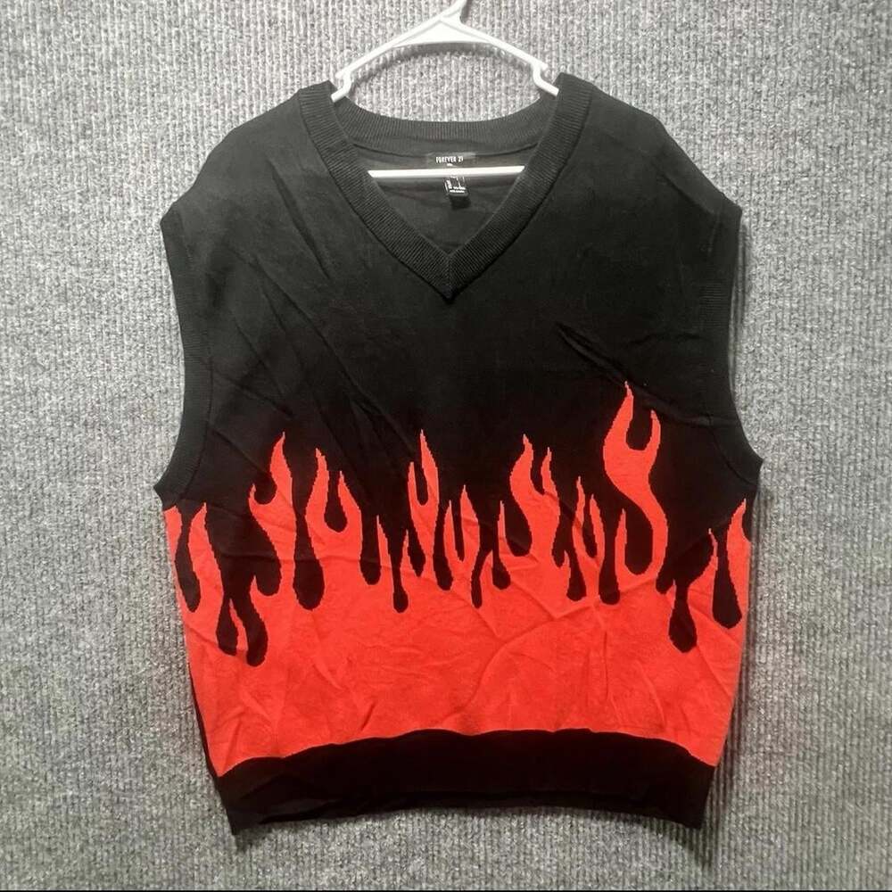 Forever 21 Men's Black and Red Gilet